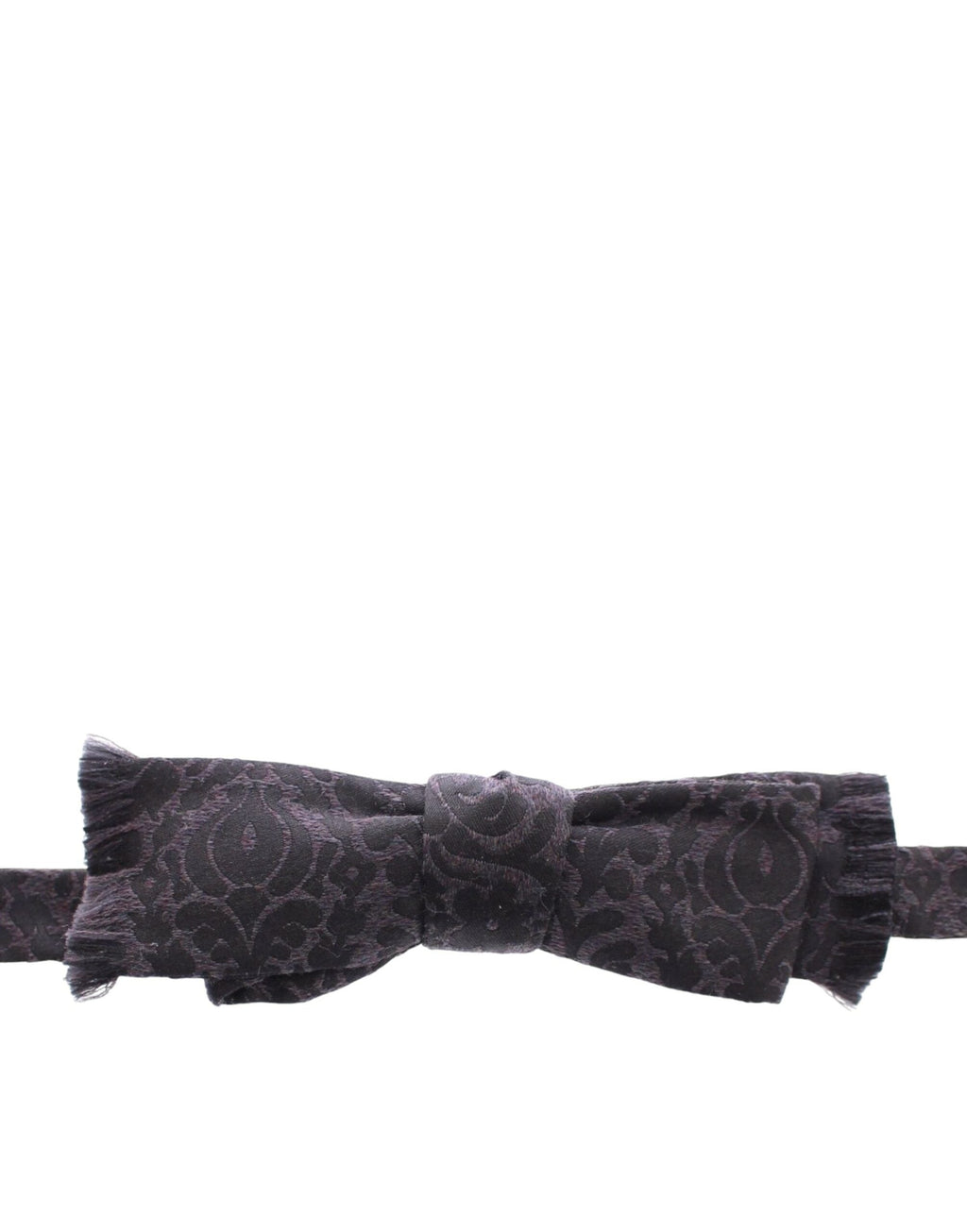 Dolce & Gabbana Dark Gray Wool Silk Brand Baroque Paisley Bow Tie Men