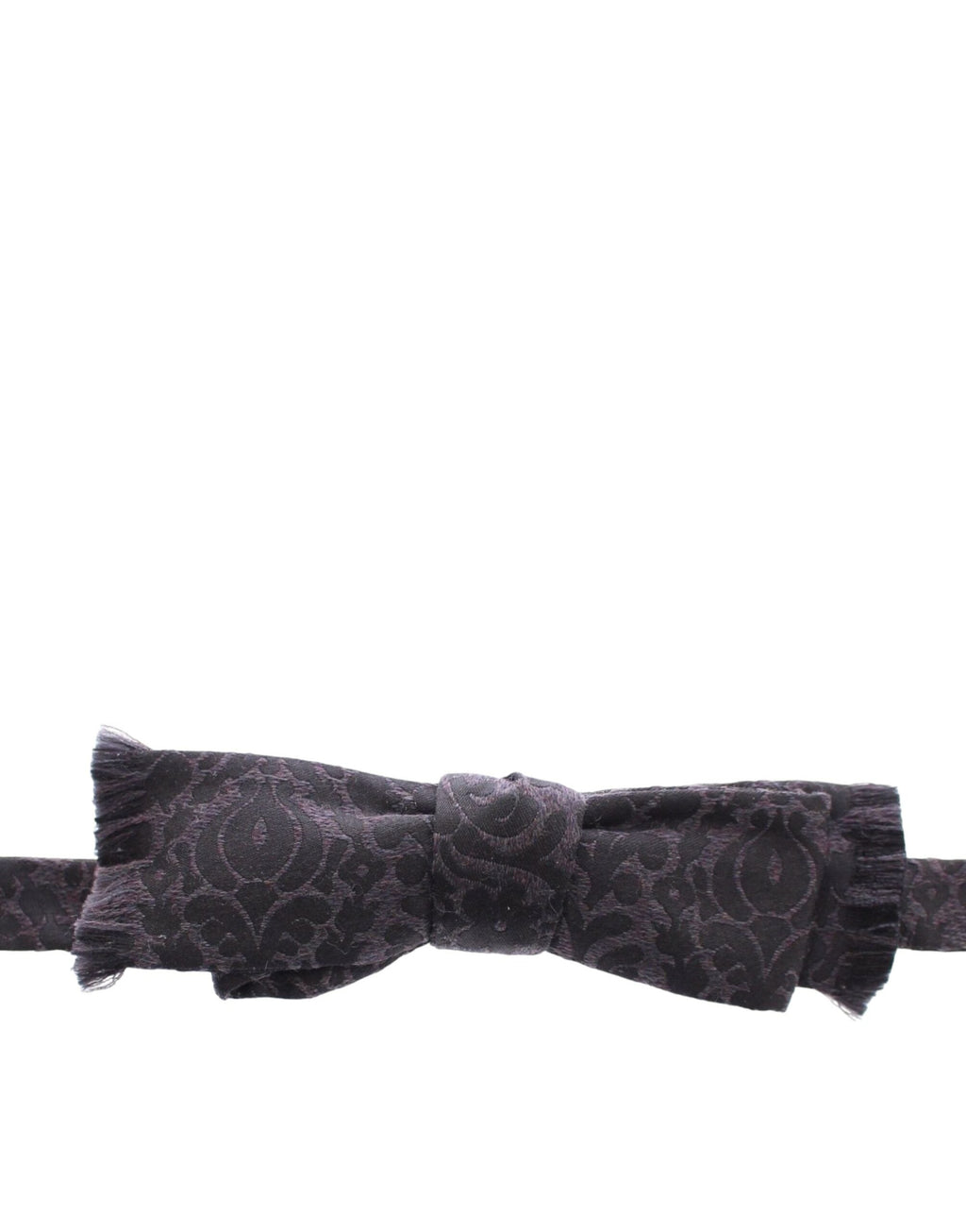 Dolce & Gabbana Dark Gray Wool Silk Brand Baroque Paisley Bow Tie Men