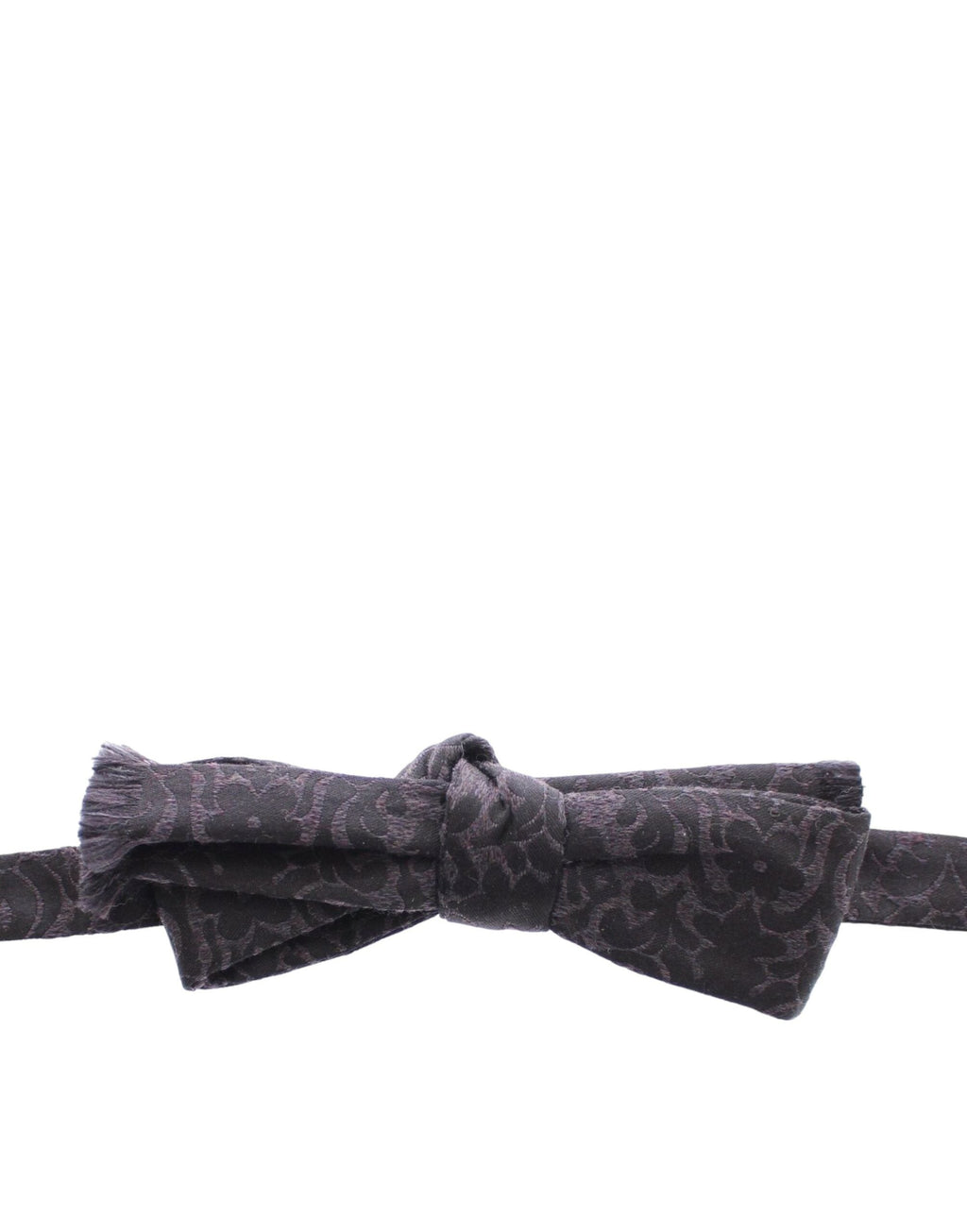 Dolce & Gabbana Dark Gray Wool Silk Brand Baroque Paisley Bow Tie Men