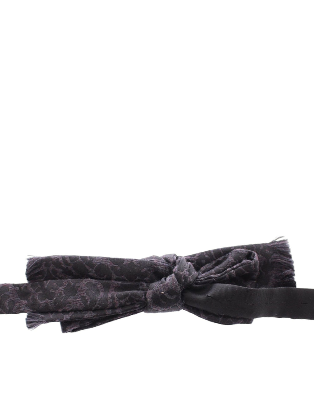 Dolce & Gabbana Dark Gray Wool Silk Brand Baroque Paisley Bow Tie Men