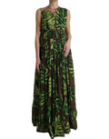 Green Banana Leaf Sleeveless Long Maxi Dress