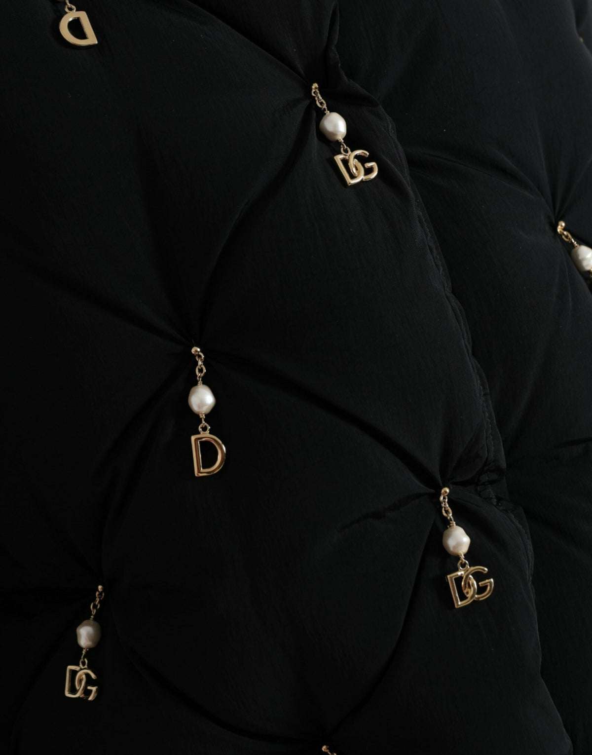 Dolce & Gabbana Black Embellished Quilted Shell Bomber Jacket