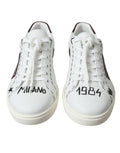 White Bordeaux Leather Logo Low Top Sneakers Shoes