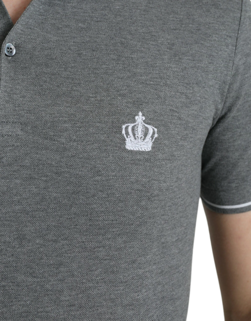 Gray Collared Short Sleeve Crown T-shirt