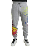 Gray Cotton Graffiti Sweatpants Jogger Pants
