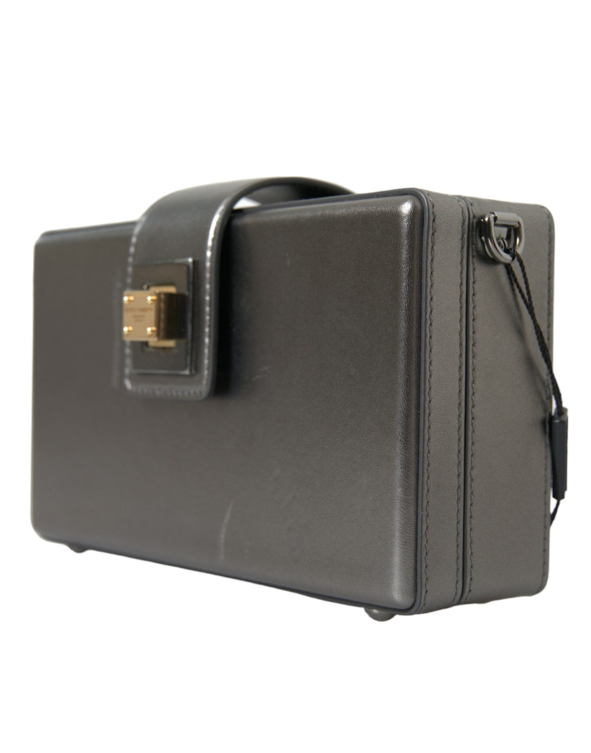 Dolce & Gabbana Metallic Gray Calfskin Leather DG BOX Shoulder Bag