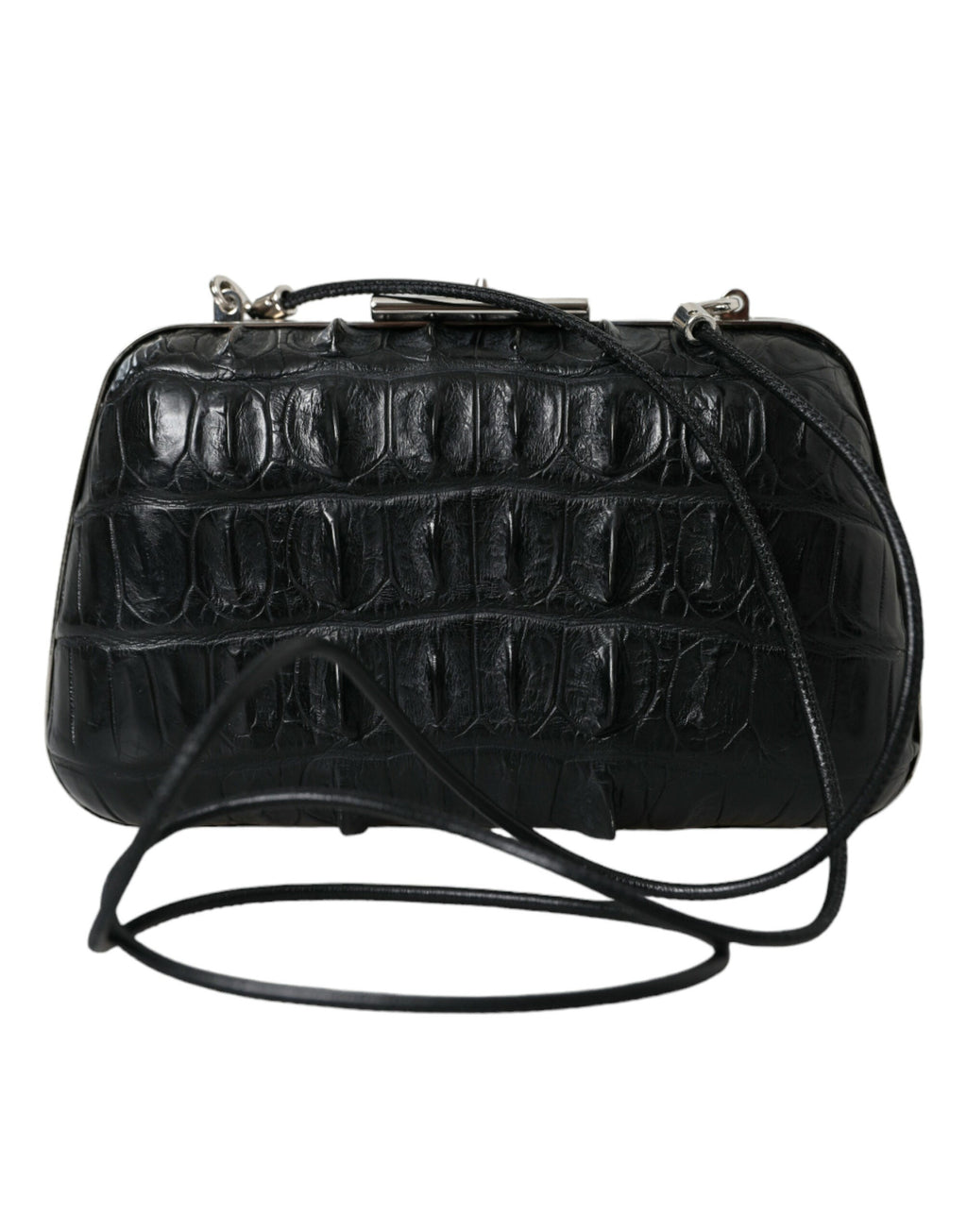 Balenciaga Black Exotic Skin Leather Shoulder Crossbody Box Clutch Bag
