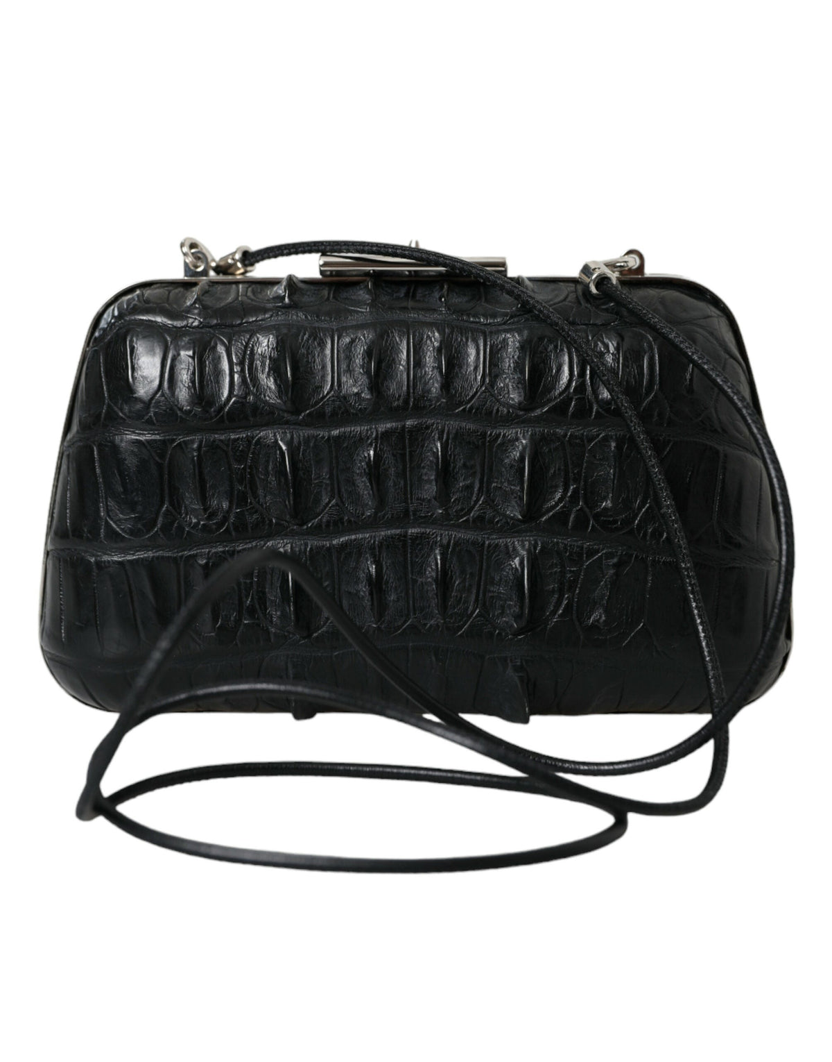 Balenciaga Black Exotic Skin Leather Shoulder Crossbody Box Clutch Bag