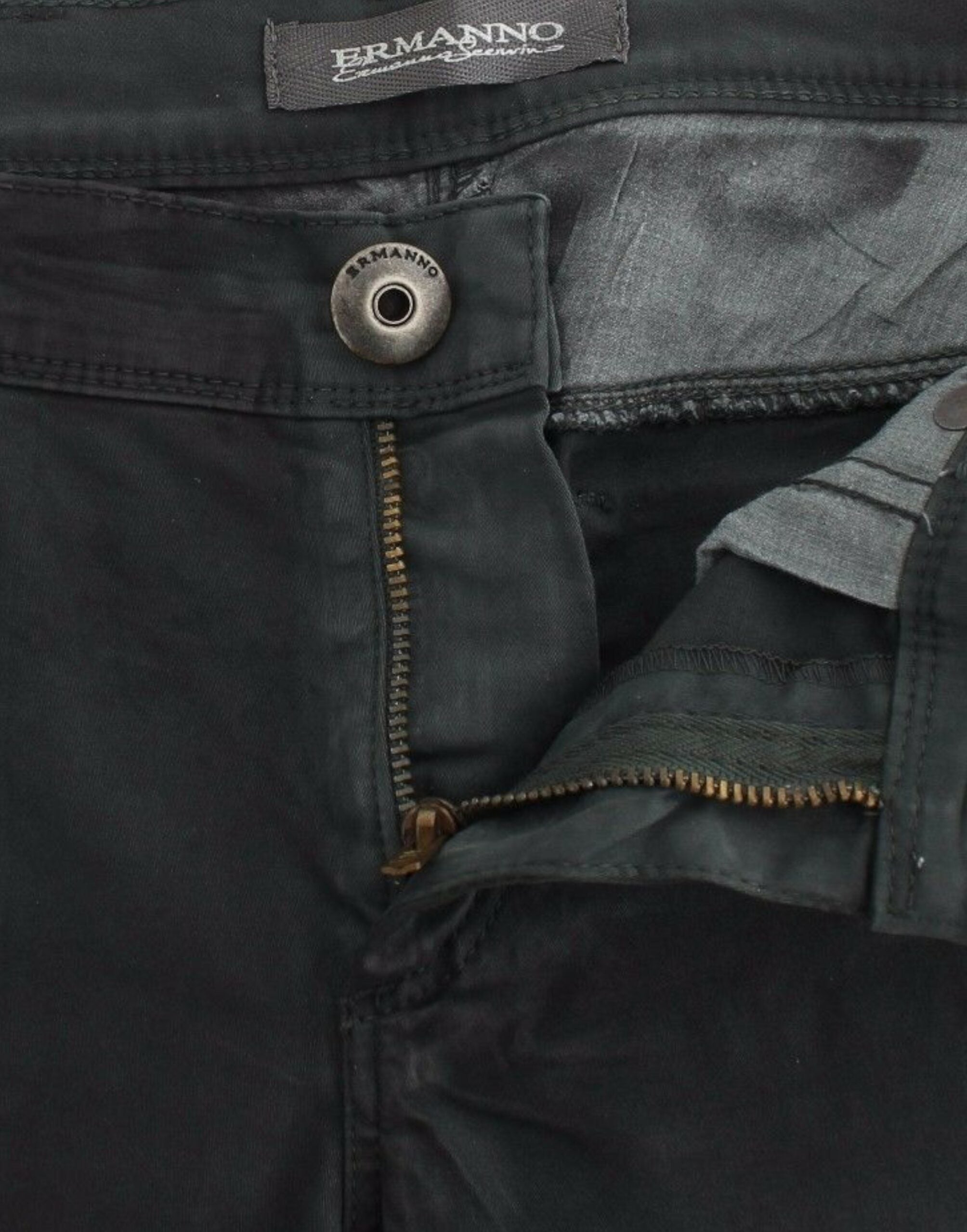 Green Slim Jeans Denim Pants Straight Leg Stretch