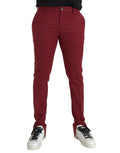 Red Wool Men Slim Fit Dress Pants