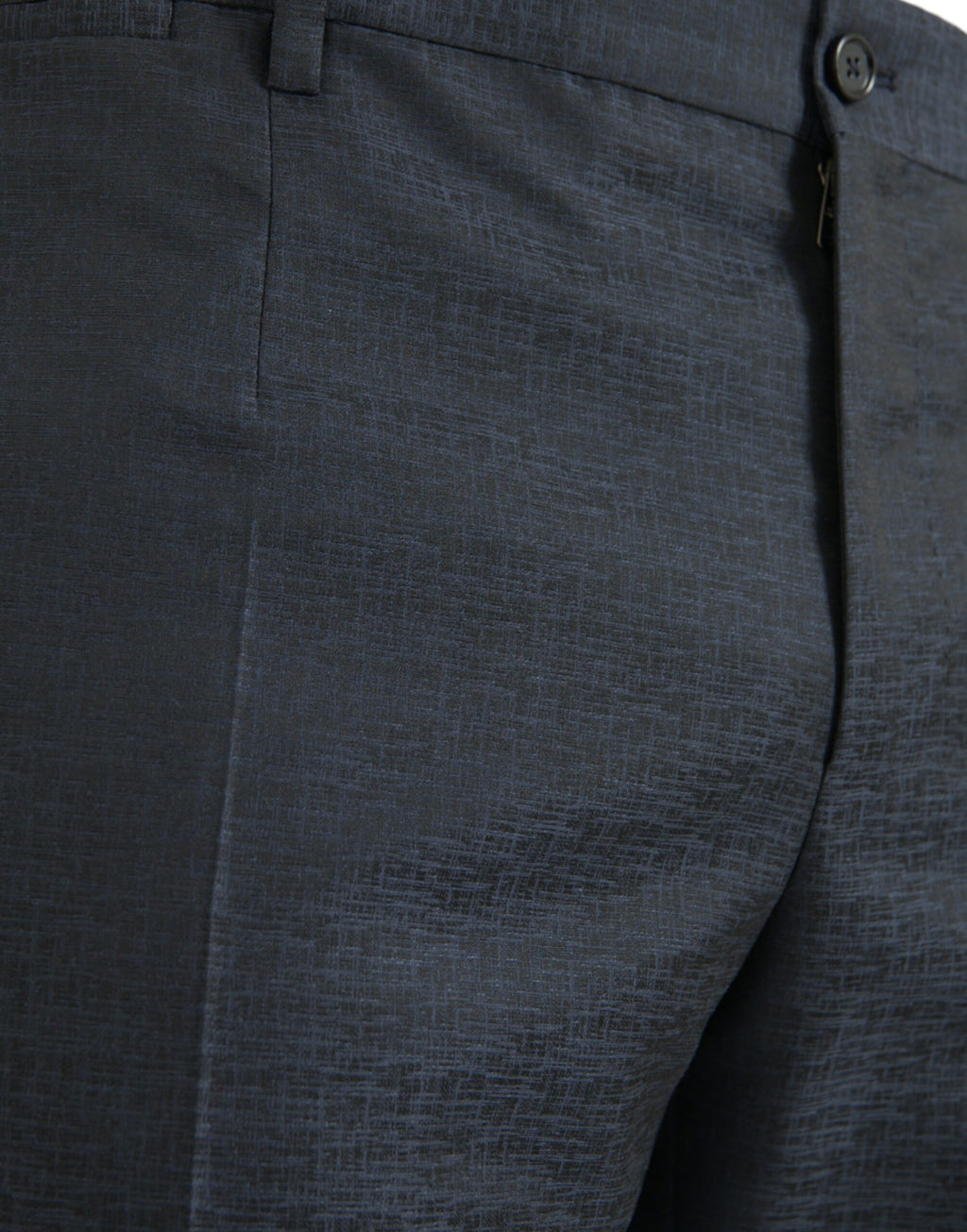 Blue Wool Men Skinny Dress Pants