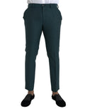 Green Wool Skinny Slim Dress Pants