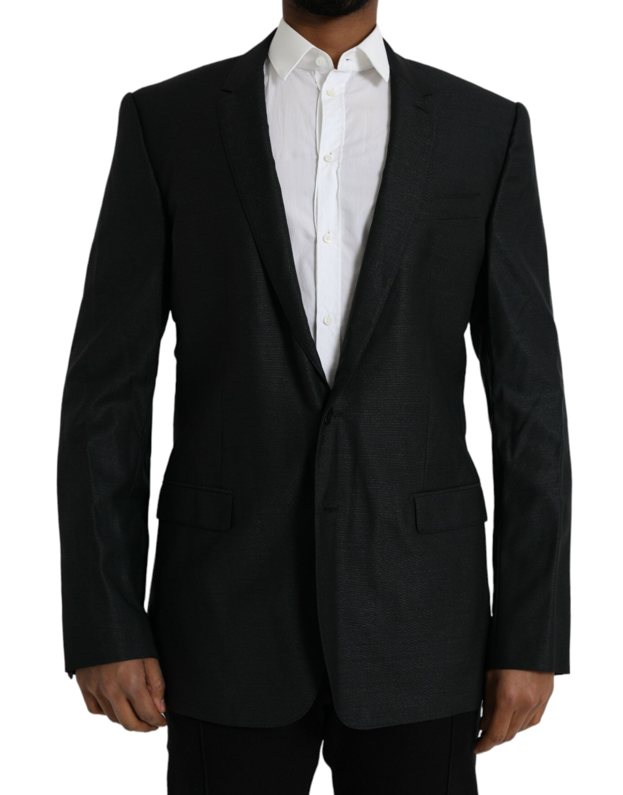 Dark Gray Wool Notch SingleBreasted Coat Blazer