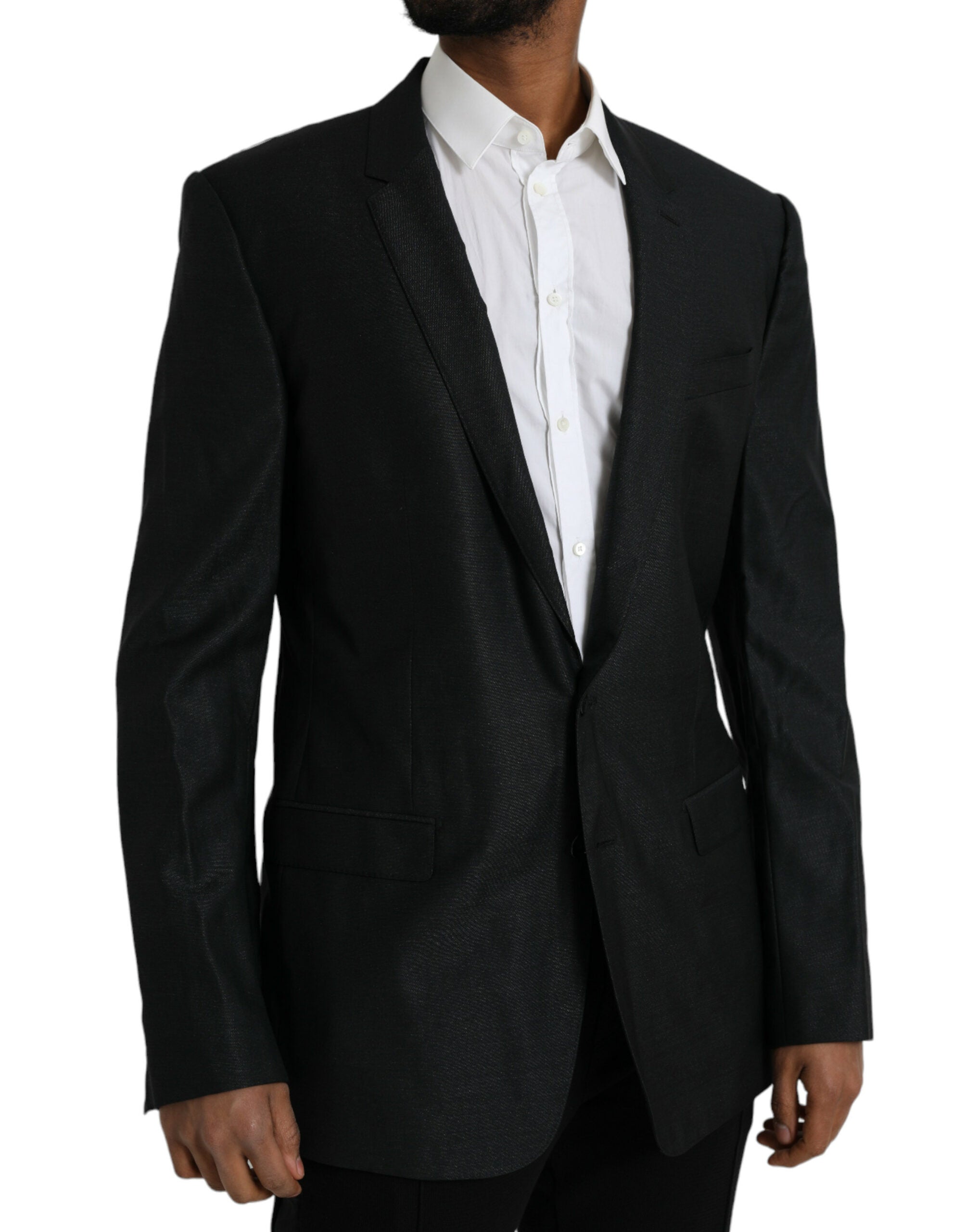 Dark Gray Wool Notch SingleBreasted Coat Blazer