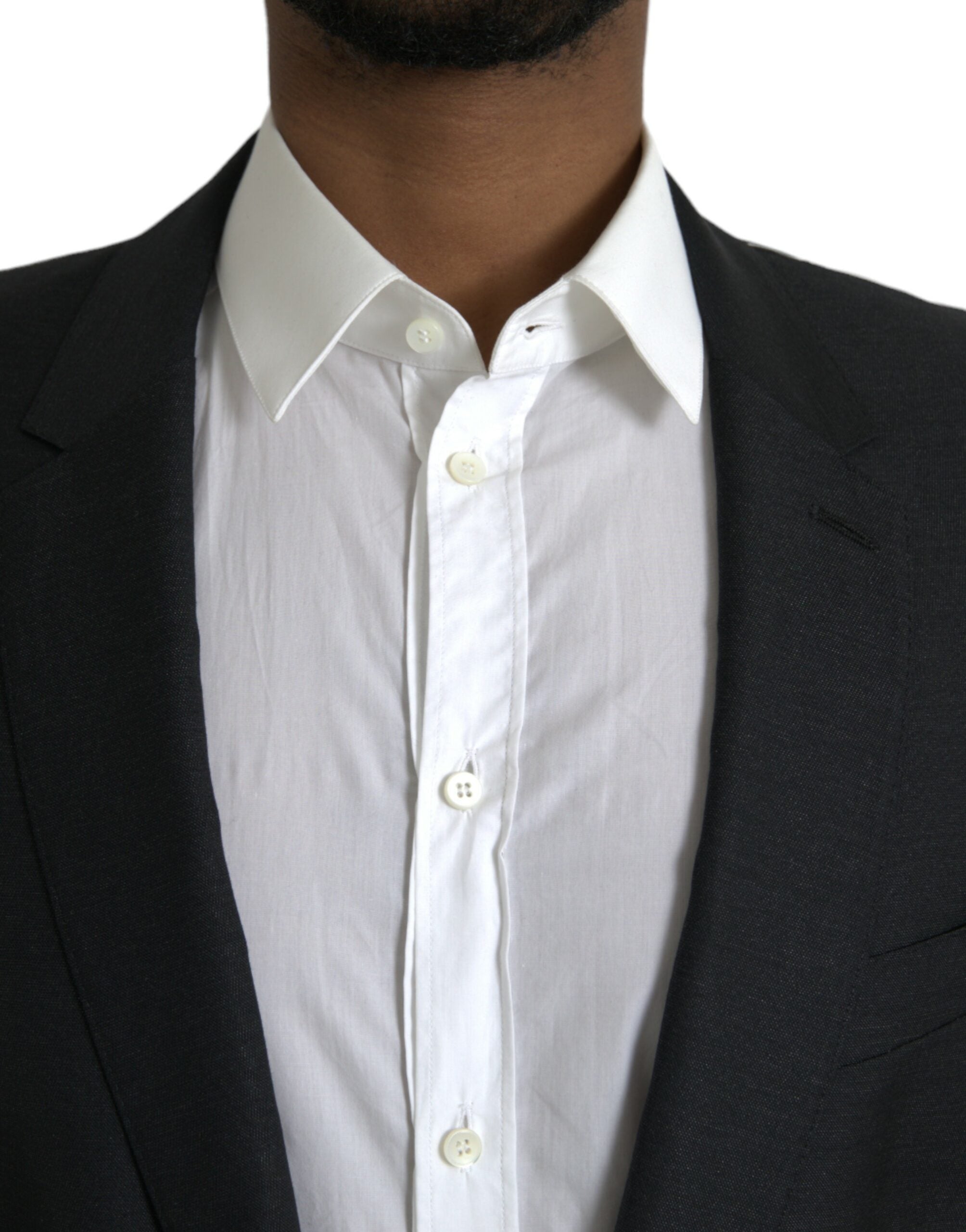 Dark Gray Wool Notch SingleBreasted Coat Blazer