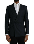 Dark Gray Stripe SICILIA Double Breasted Coat Blazer