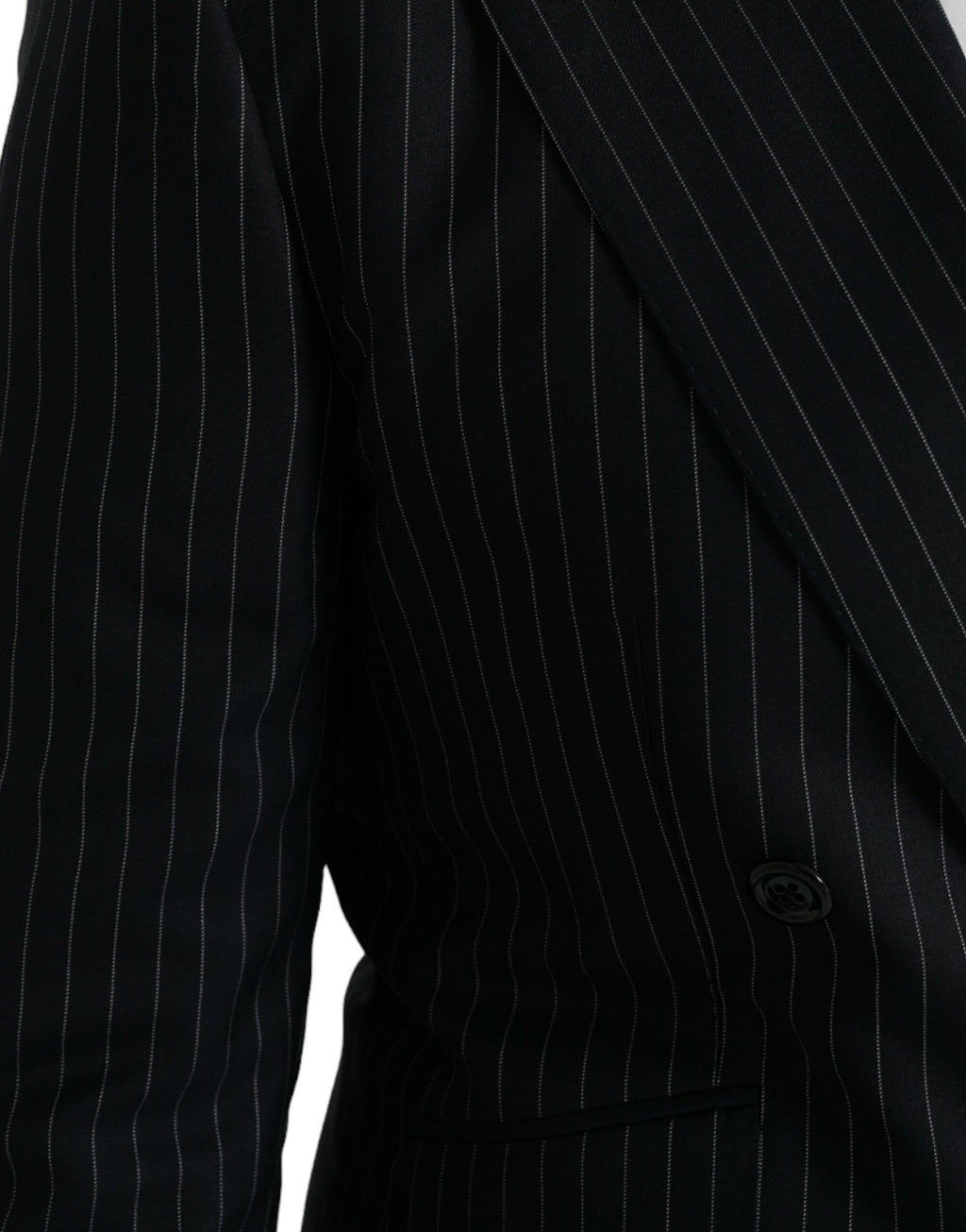 Dark Gray Stripe SICILIA Double Breasted Coat Blazer