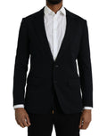 Dark Blue Wool Notch Single Breasted Coat Blazer