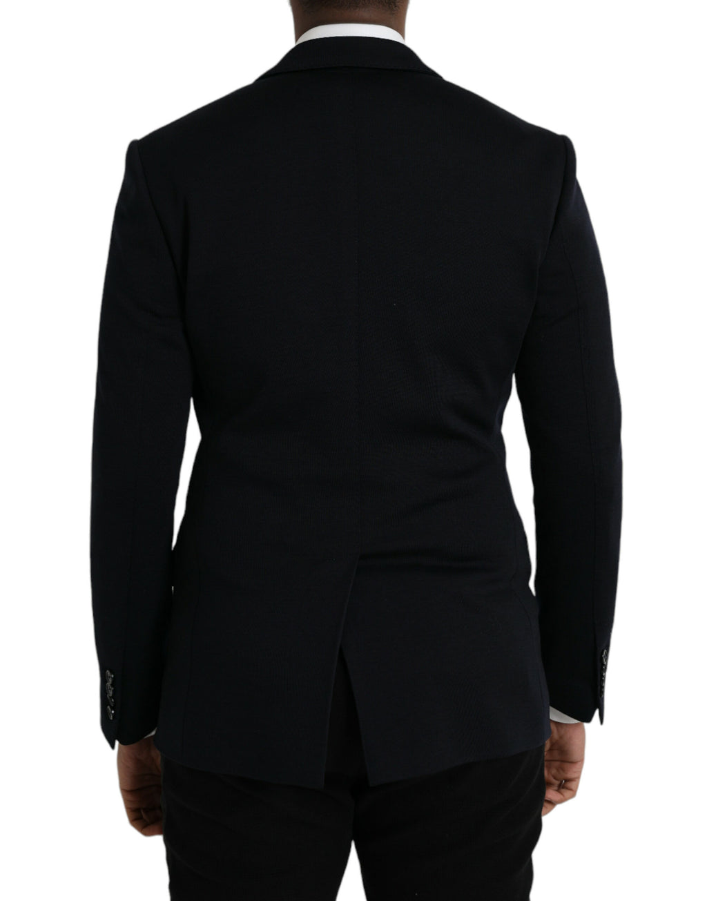 Dark Blue Wool Notch Single Breasted Coat Blazer