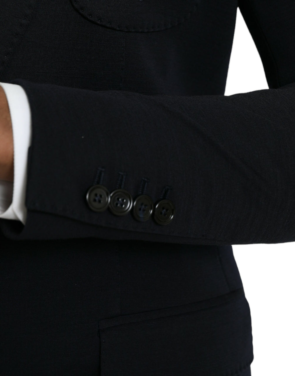 Dark Blue Wool Notch Single Breasted Coat Blazer