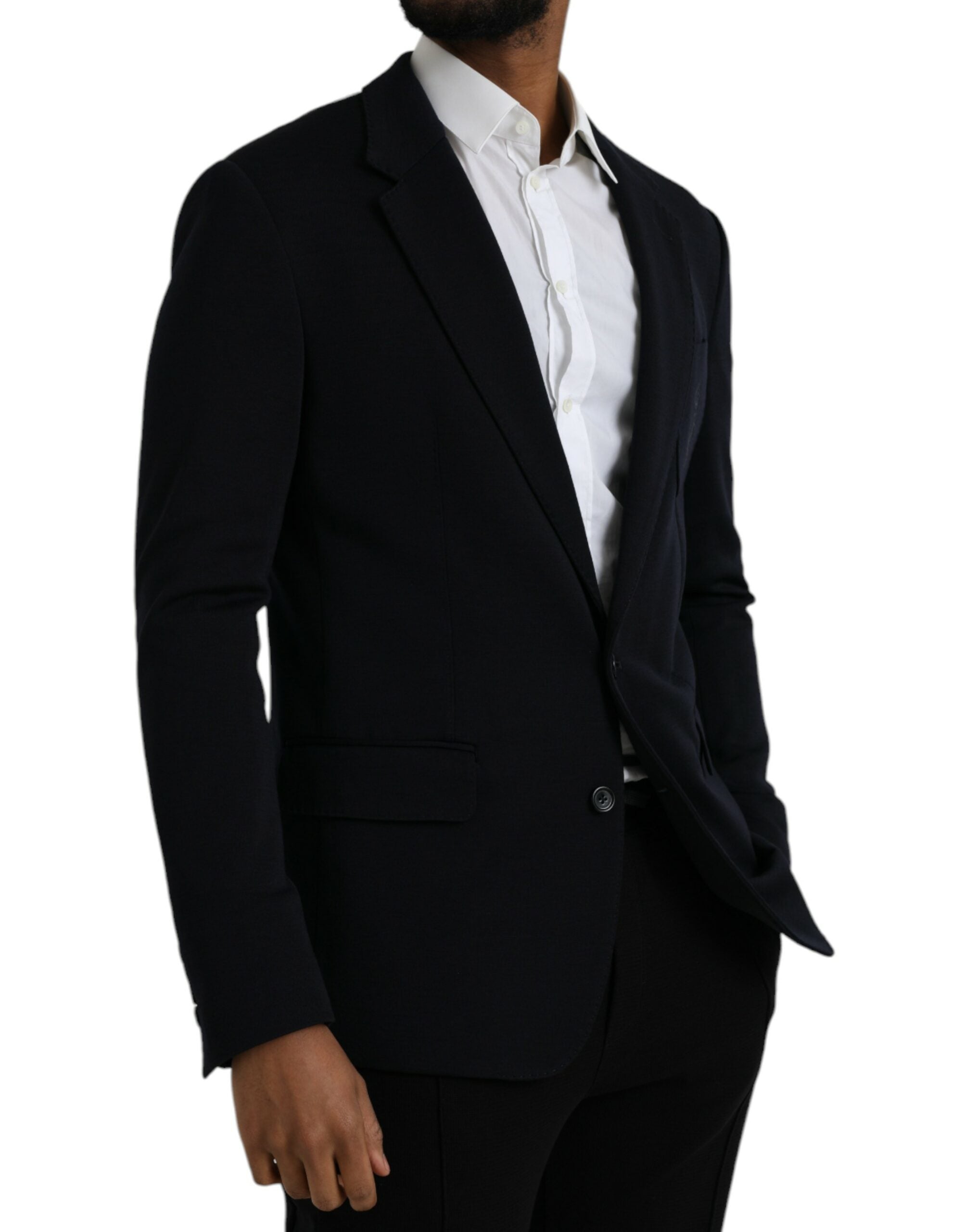 Dark Blue Wool Single Breasted Coat Blazer