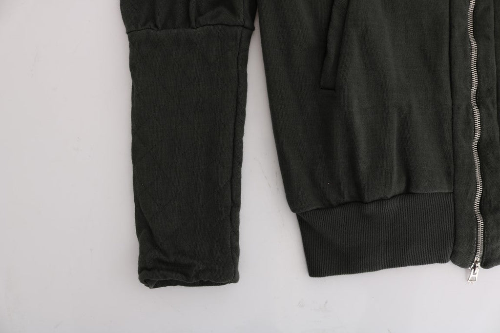 Exte Gray Top Hooded Cotton Zipper Sweater