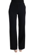 Black Viscose Flare Bootcut Pants