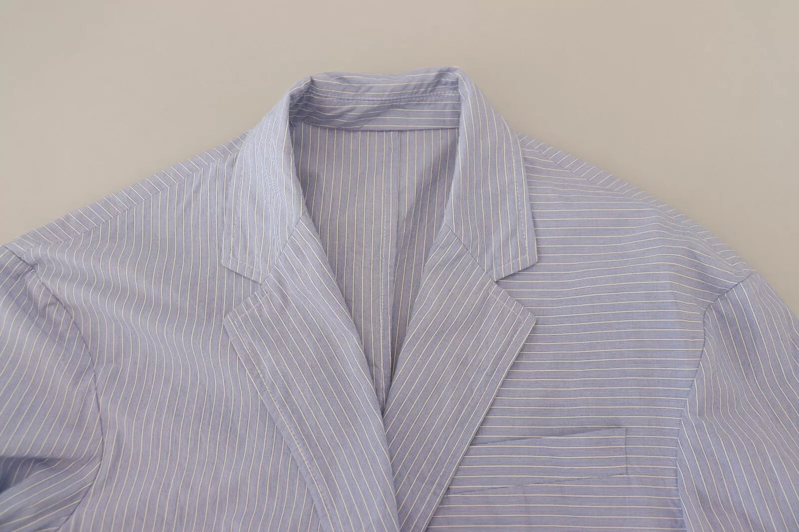 Blue Striped Single Breasted Formal Coat Blazer