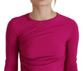 Fuchsia Viscose Long Sleeves Ruched Mini Dress