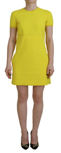 Dsquared² Yellow Nylon Short Sleeves Round Neck Mini Dress