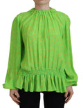 Dsquared² Green Stars Print Viscose Long Sleeves Blouse Top