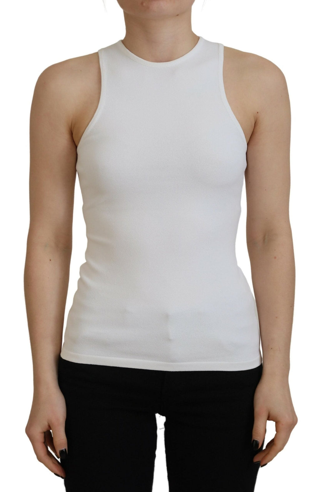 Dsquared² White Viscose Sleeveless Round Neck Tank T-shirt