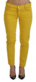 Yellow Cotton Low Waist Cropped Jennifer Denim Jeans