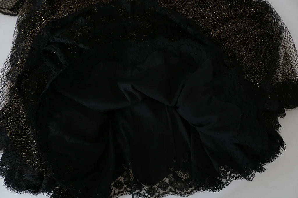 Black Gold Crystal Heart A-line Dress