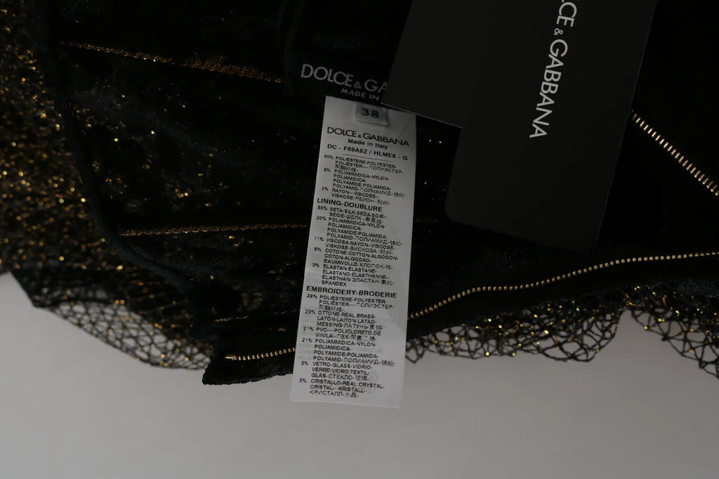 Black Gold Crystal Heart A-line Dress