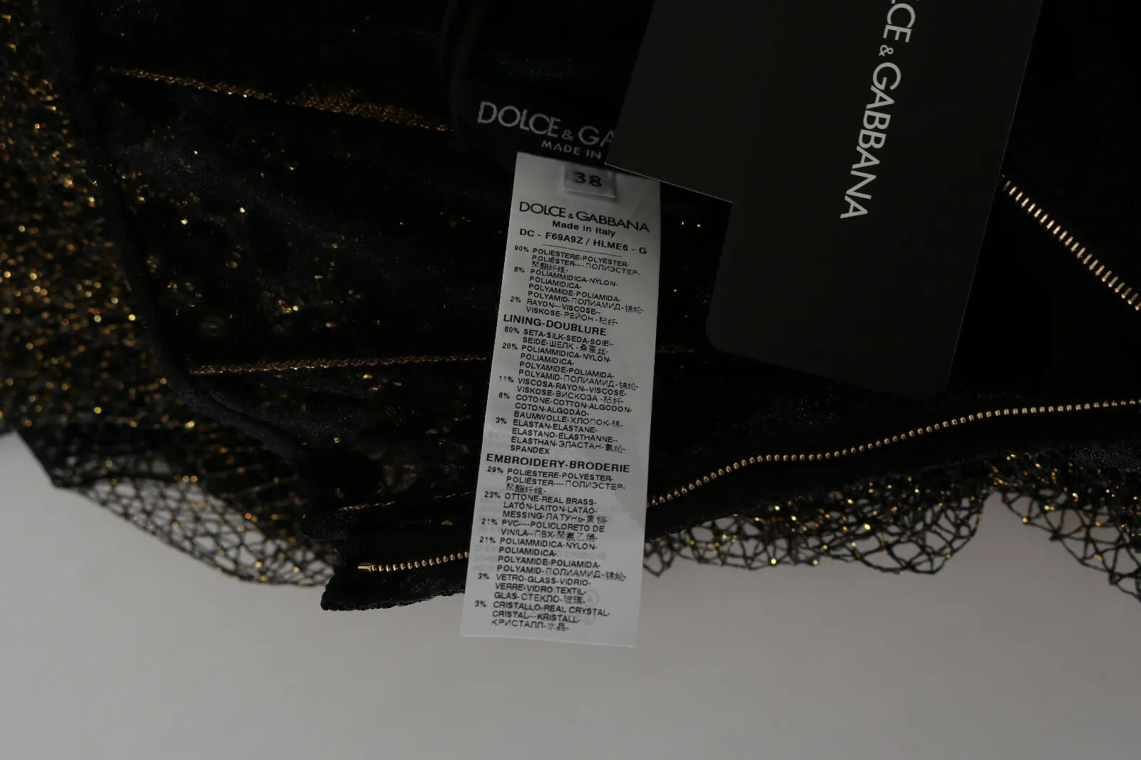 Black Gold Crystal Heart A-line Dress