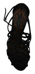 Black Suede Ankle Strap Stiletto Shoes
