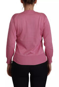 Pink 100% Silk Button Down Cardigan Sweater