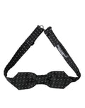 Dolce & Gabbana Dark Gray White Stitched Silk Men Neck Bow Tie