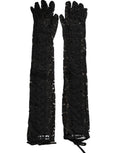Black Taormina Lace Elbow Length Gloves