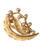 Dolce & Gabbana Gold Brass Leaf Embellished Jewelry Brooch Hair Pin