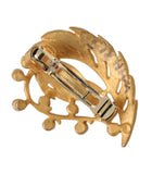 Dolce & Gabbana Gold Brass Leaf Embellished Jewelry Brooch Hair Pin
