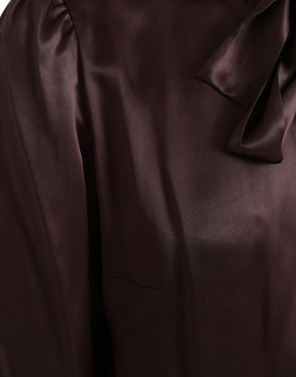Brown Ascot Collar Long Sleeve Top Blouse