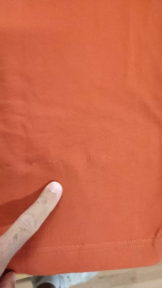 Red Logo Embroidery Crewneck Cotton T-shirt