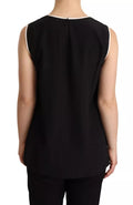 Black Silk Eleganza Print Sleeveless Tank Top