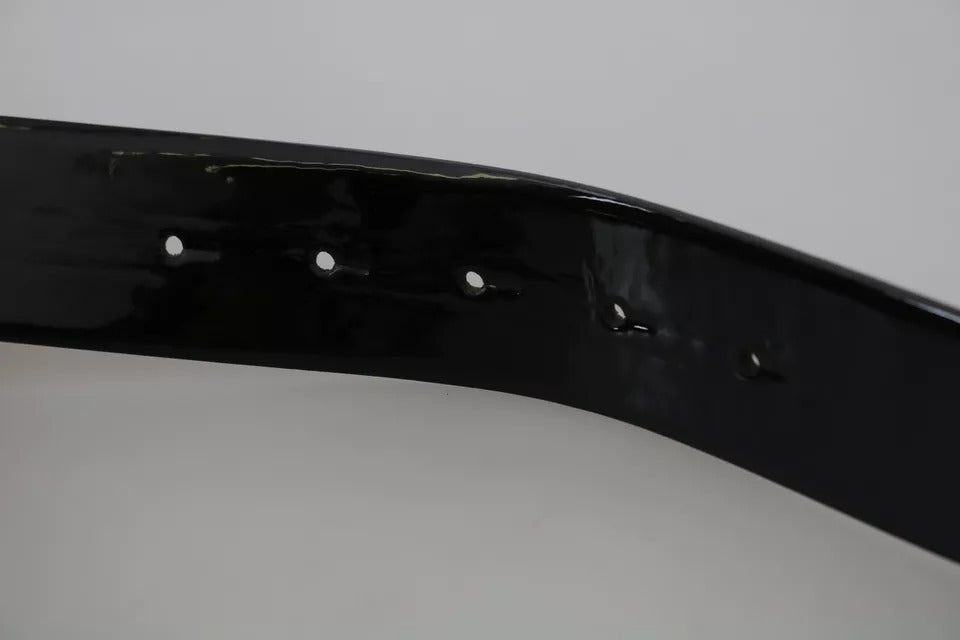 Black Shiny Leather Crystal Logo Buckle Belt