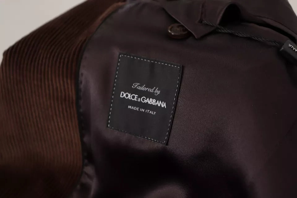 Brown Corduroy Slim Fit Coat DG Logo Blazer