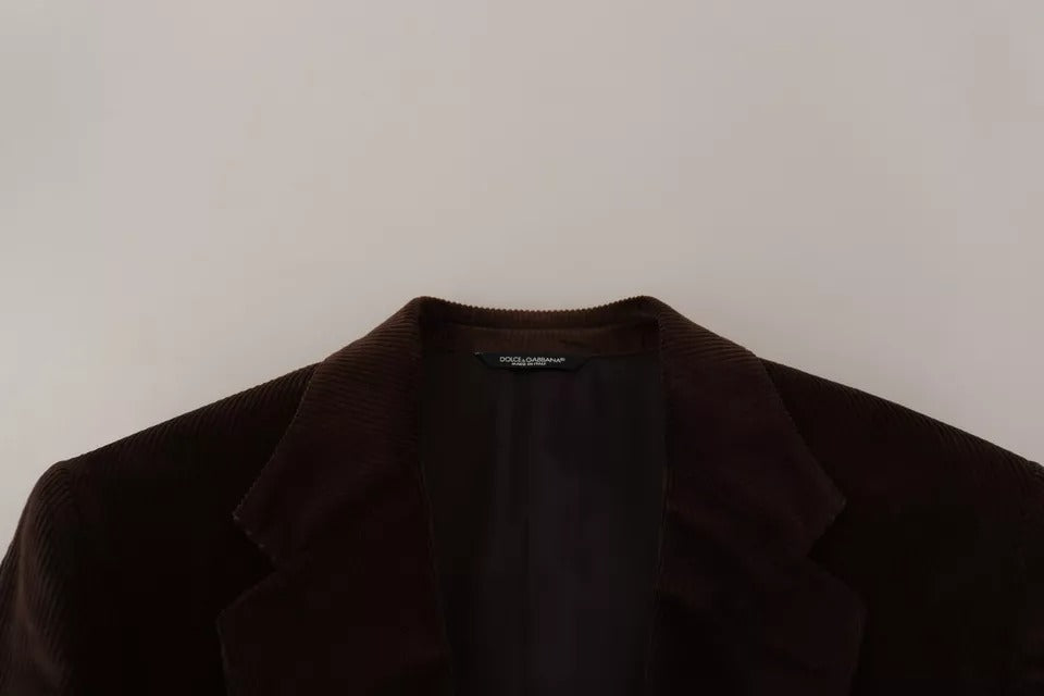 Brown Corduroy Slim Fit Coat DG Logo Blazer