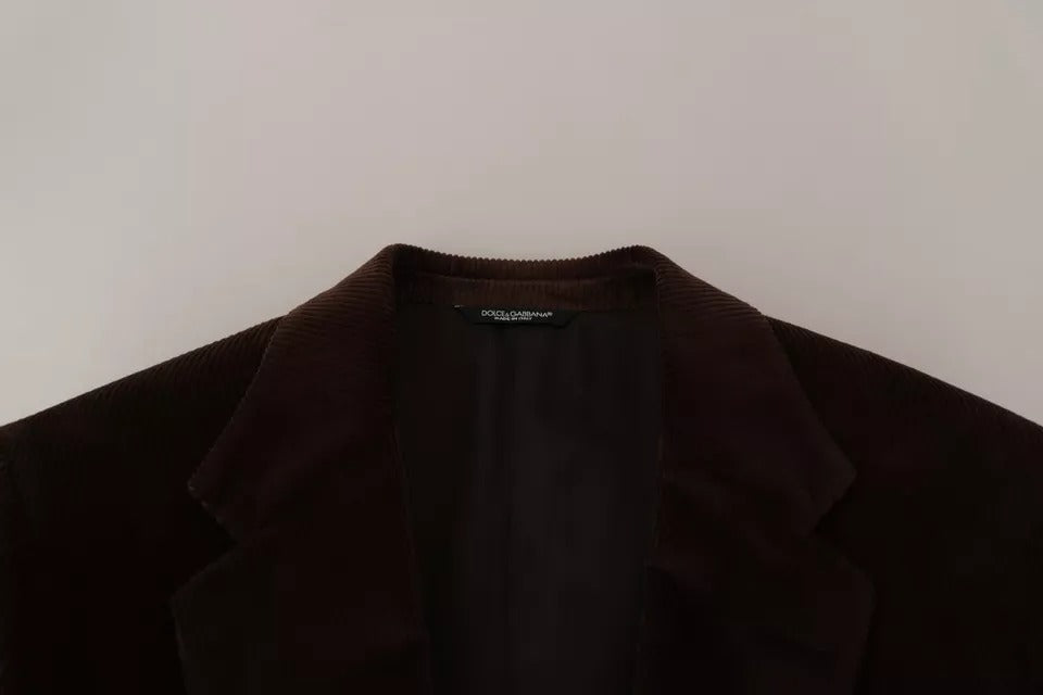 Brown Corduroy Slim Fit Coat DG Logo Blazer