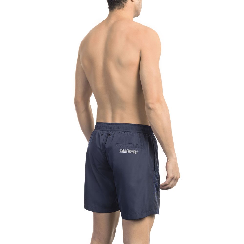 Light Blue Polyester Men Swimsuit